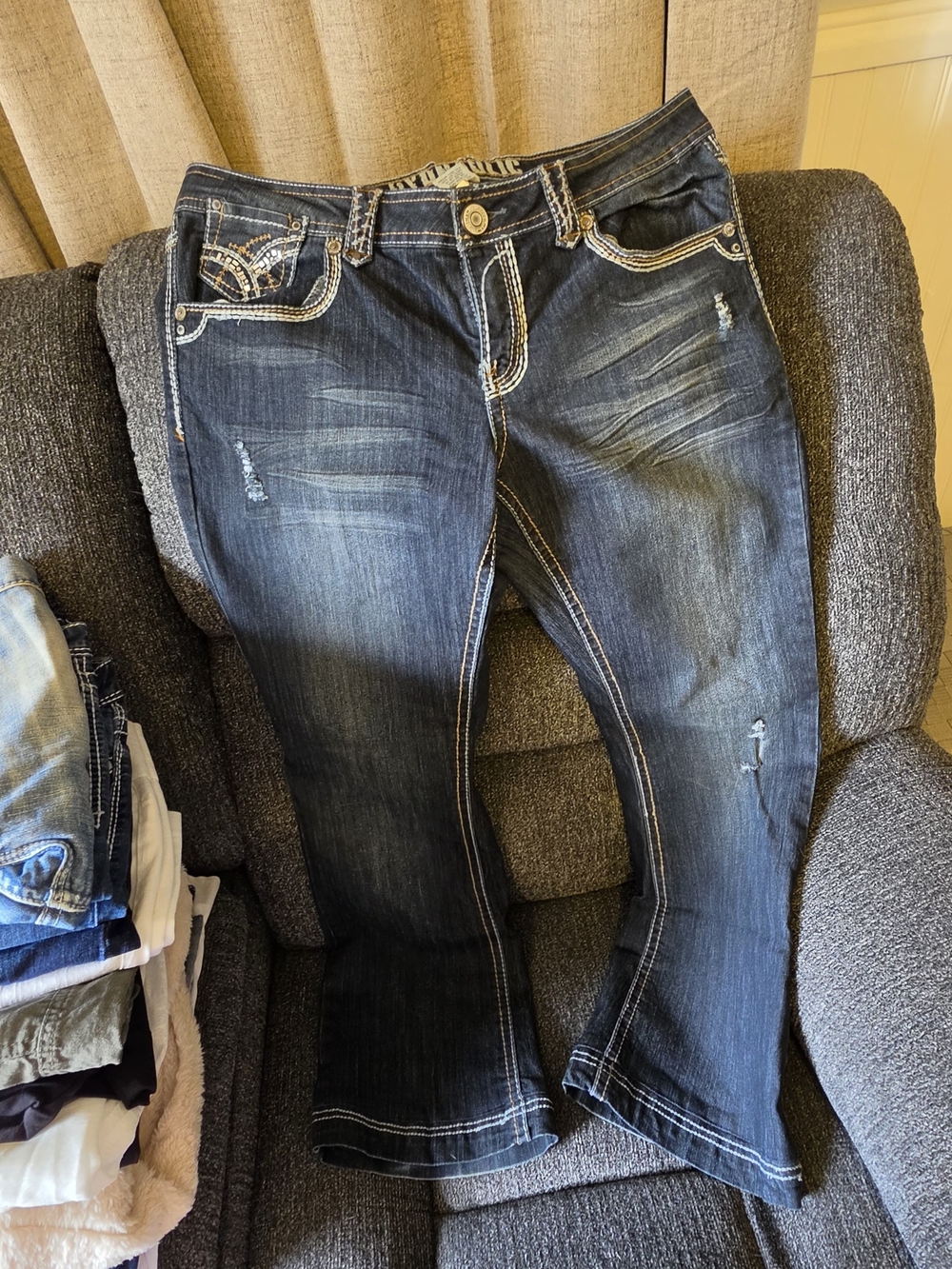 Hydraulic Women's Dark Blue Bootcut Jeans with Contrast Stitching
